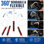 Flexible LED Flashlight Stick, 30" Bendable Mechanic Work Light, 1200LM | Rechargeable Inspection Light with 3 Modes, USB-C Charging, IPX6 Waterproof for Car Repair, under Hood and Tight Spaces